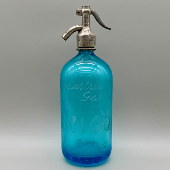 Frigor Siena seltz sifone vetro azzurro 1900 ca