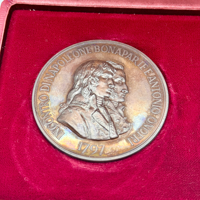 Medaglie commemorative Bicentenario Napoleone Bonaparte San Marino bronzo argento 1969