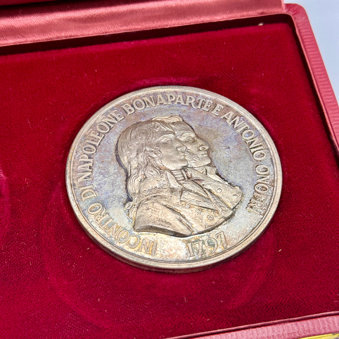 Medaglie commemorative Bicentenario Napoleone Bonaparte San Marino bronzo argento 1969