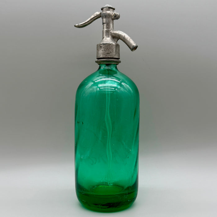 Ortensi Siena seltz sifone vetro verde 1900 ca