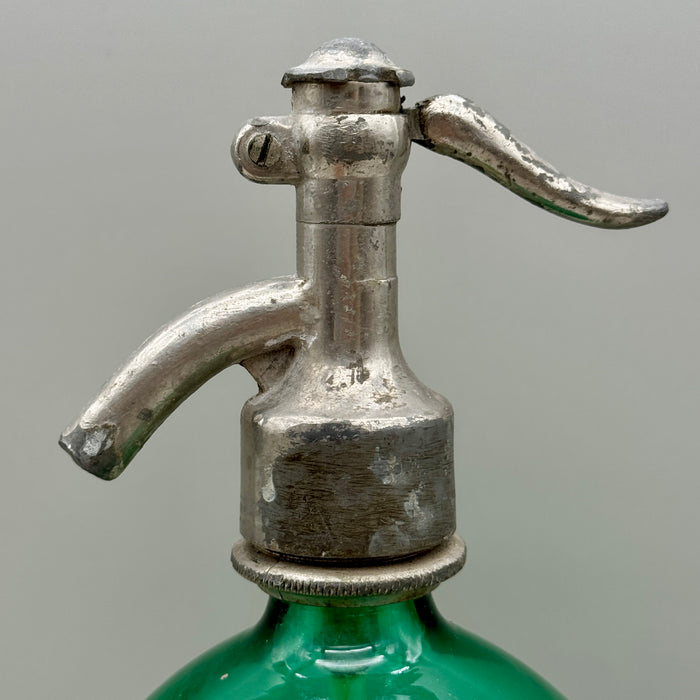 Ortensi Siena seltz sifone vetro verde 1900 ca