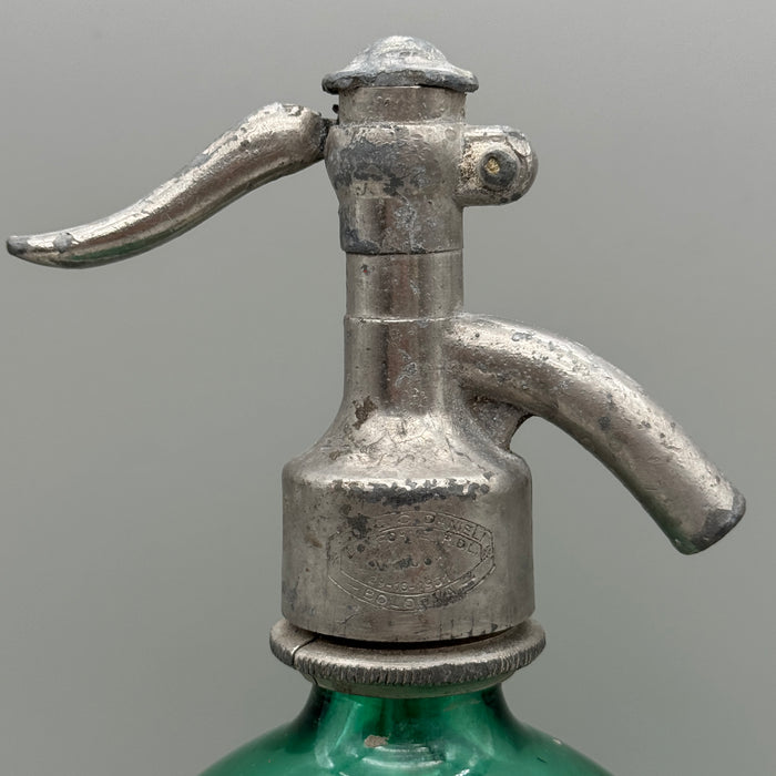 Ortensi Siena seltz sifone vetro verde 1900 ca