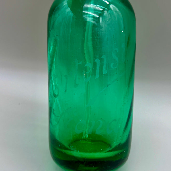 Ortensi Siena seltz sifone vetro verde 1900 ca