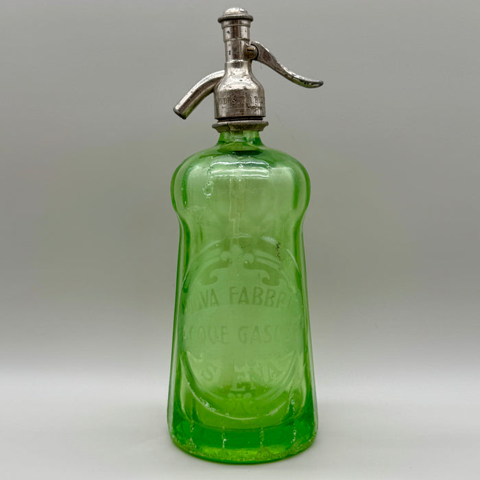 Nuova Fabbrica Acque Gasose Siena seltz sifone vetro verde 1930 ca