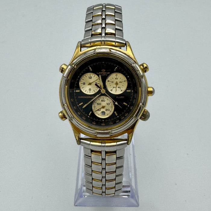 Lorenz ref. 13646 orologio chronograph quarzo acciaio 38 mm Swiss 2000 ca