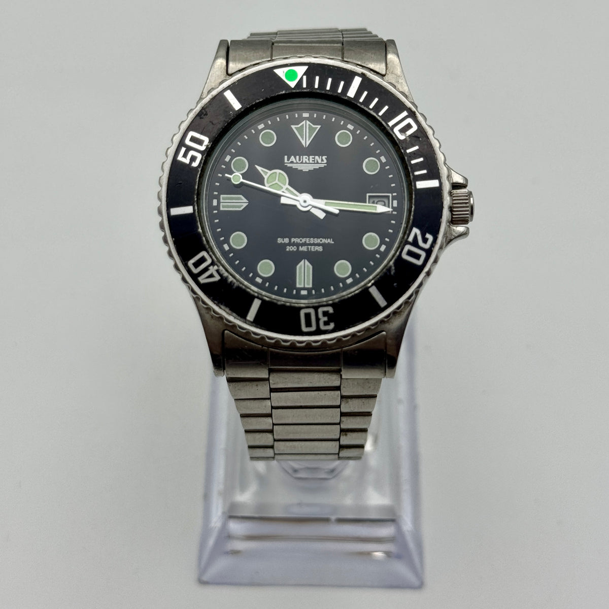 Laurens 13529 orologio quarzo subaqueo acciaio 35 mm 1990 ca