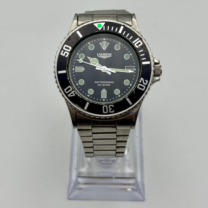 Laurens ref. 13529 orologio quarzo subaqueo acciaio 35 mm 1990 ca