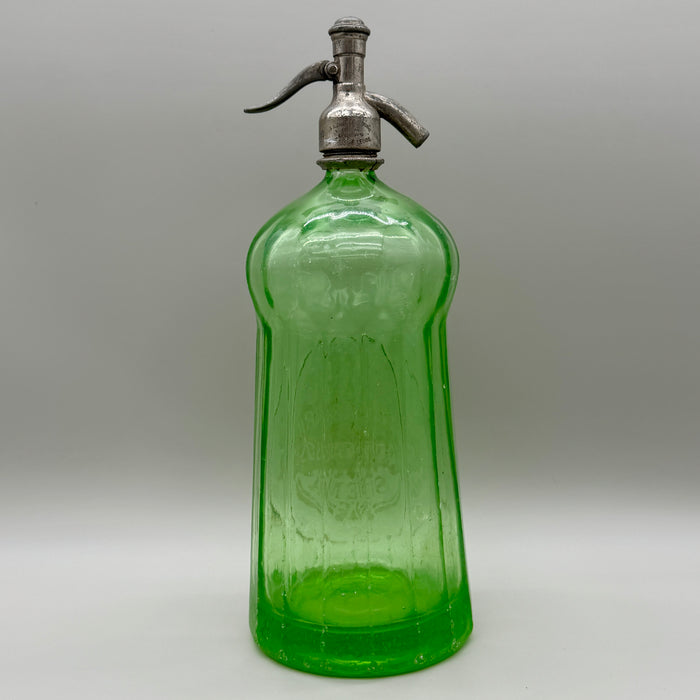 Nuova Fabbrica Acque Gasose Siena seltz sifone XL vetro verde 1930 ca