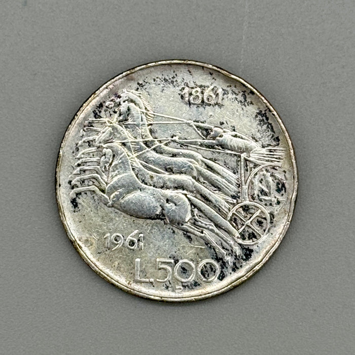 500 lire Quadriga in argento moneta Repubblica Italiana 1961