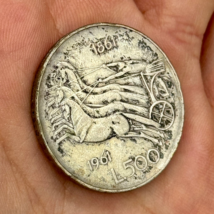 500 lire Quadriga in argento moneta Repubblica Italiana 1961