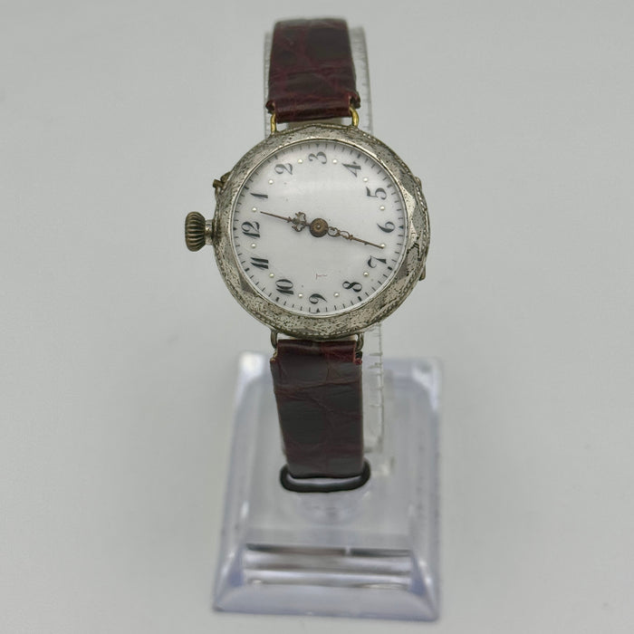 Remontoir orologio meccanico argentato 29 mm 1910 ca