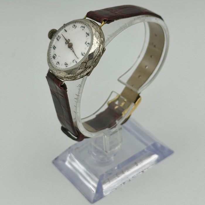 Remontoir orologio meccanico argentato 29 mm 1910 ca