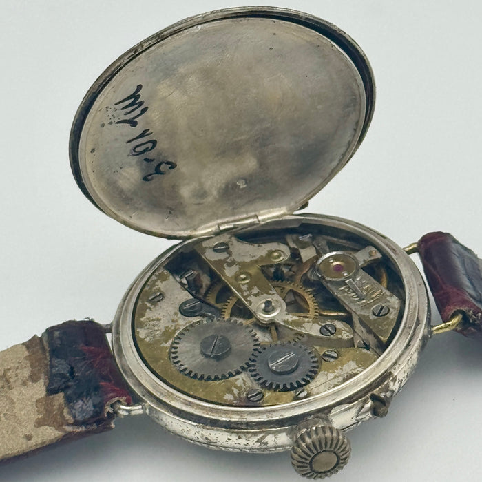 Remontoir orologio meccanico argentato 29 mm 1910 ca