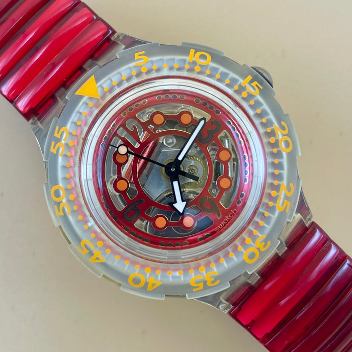 Swatch "Scuba Red Marine" SDK 114 orologio quarzo 38 mm Swiss 1994