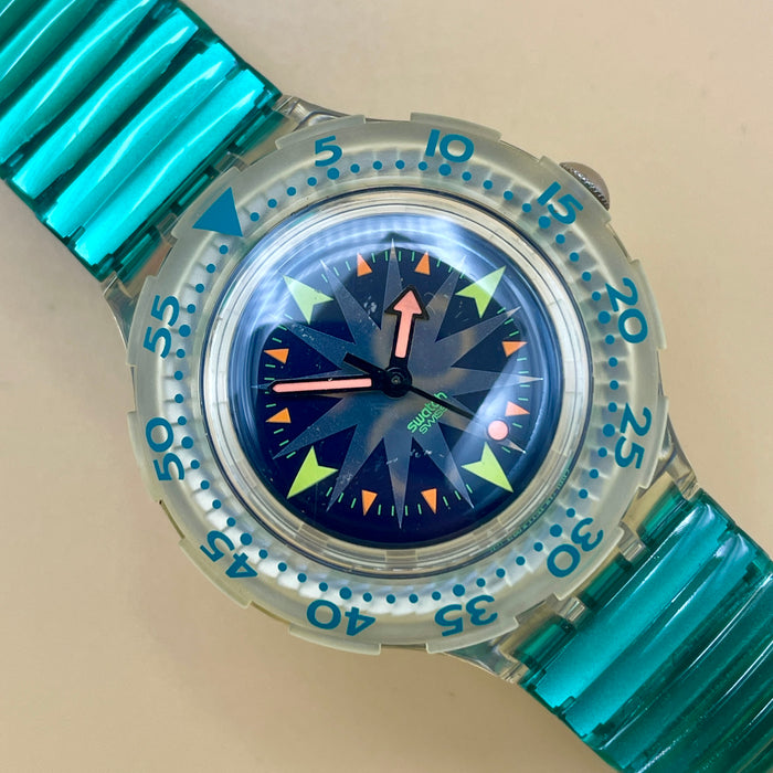 Swatch "Scuba Mint Drops" SDK 108 orologio quarzo 38 mm Swiss 1993