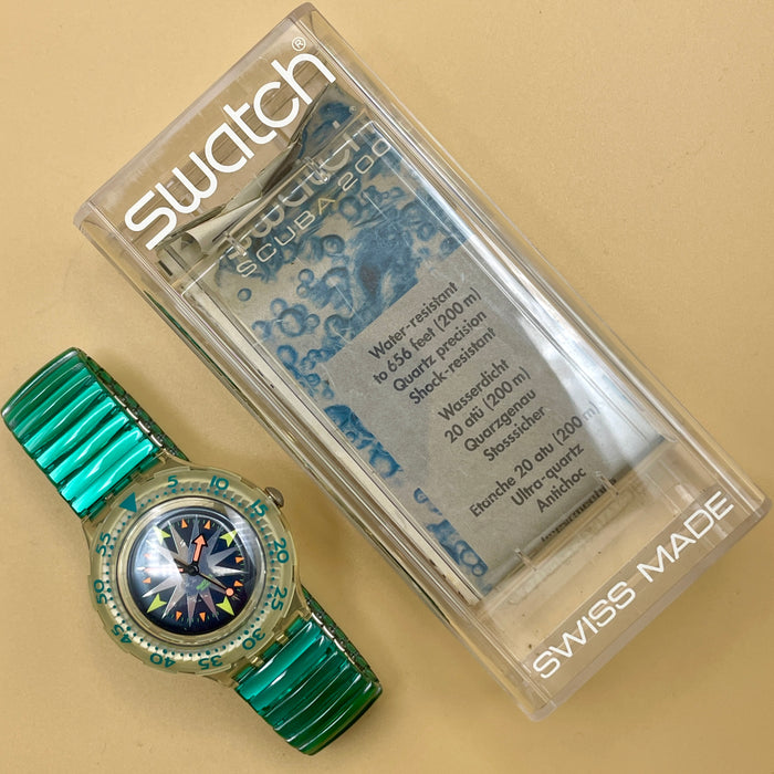Swatch "Scuba Mint Drops" SDK 108 orologio quarzo 38 mm Swiss 1993