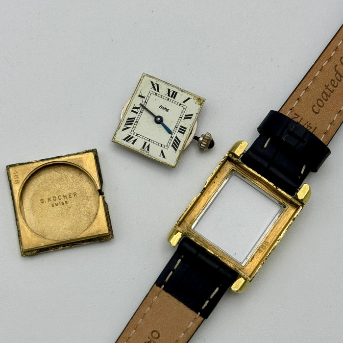 Eska orologio "tank" meccanico dorato 28 x 21 mm 1970 ca