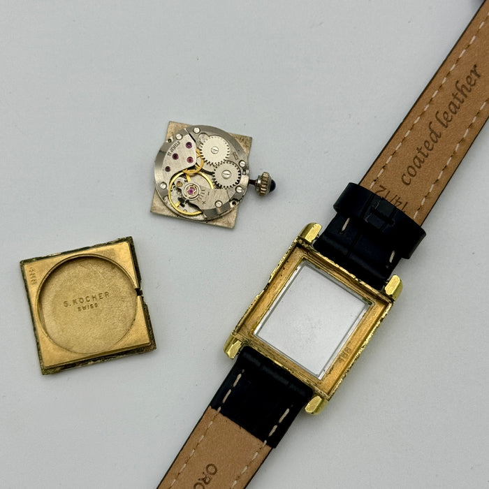 Eska orologio "tank" meccanico dorato 28 x 21 mm 1970 ca