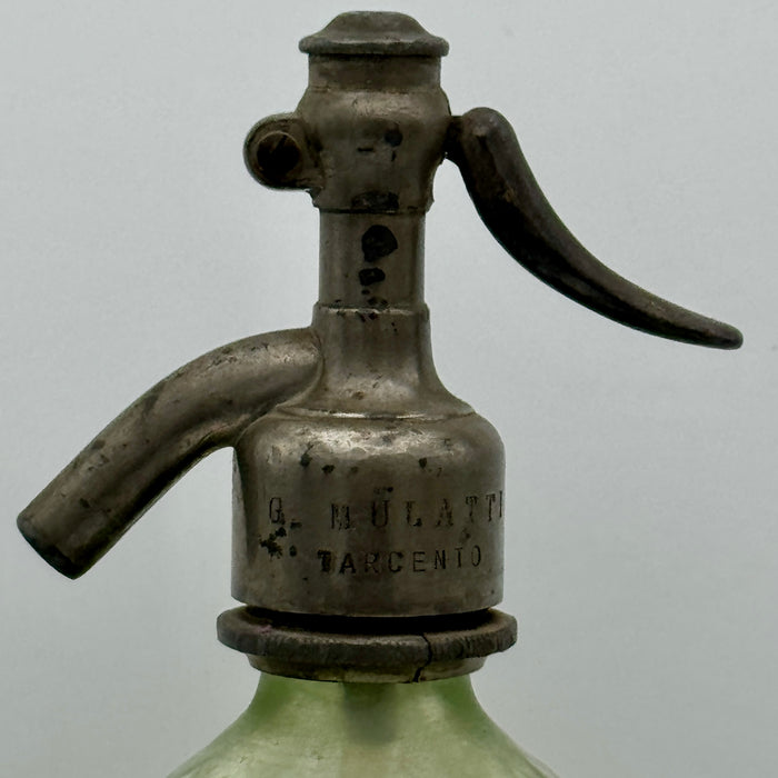 Seltz sifone Ercole Monelli Sassuolo vetro verde Italia 1930 ca