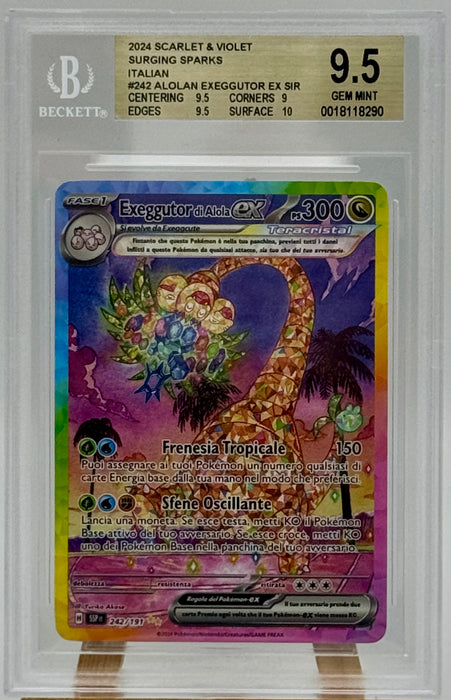 BGS 9.5 Exeggutor di Alola ex 242/191 Pokemon 2024 Card Ita SSP gradata Beckett