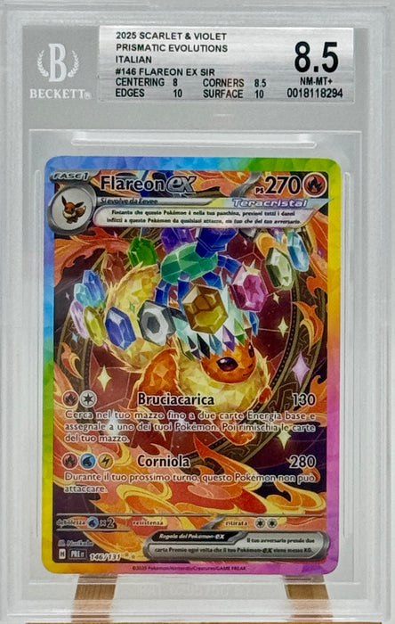 BGS 8.5 Flareon ex 146/131 Pokemon 2025 Card Ita PRE gradata Beckett