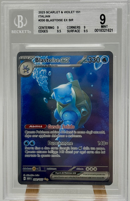 BGS 9 Blastoise ex 200/165 Pokemon 2023 Card Ita MEW gradata Beckett