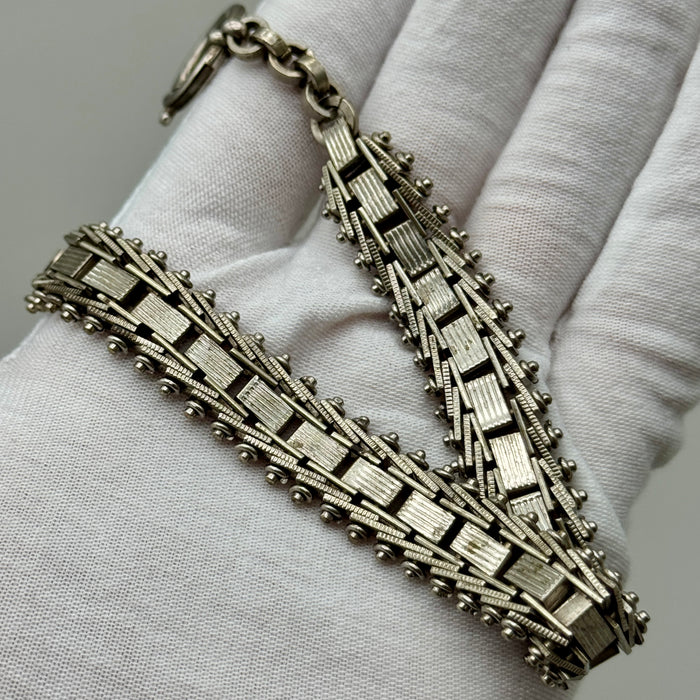 Catena orologio tasca metallo maglia lavorata Italia 1950 ca