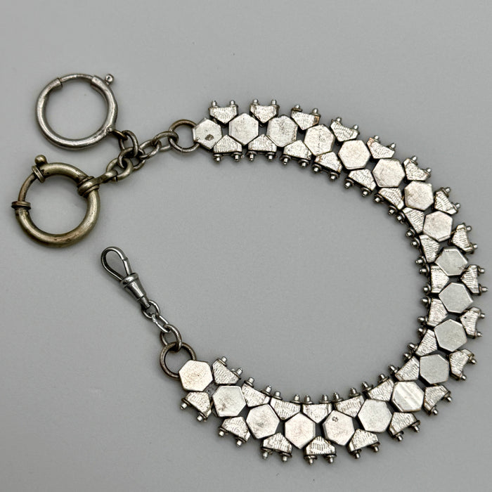 Catena orologio tasca metallo maglia esagonale lavorata Italia 1950 ca