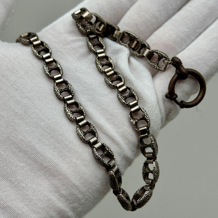 Catena orologio tasca metallo maglia marina Italia 1950 ca