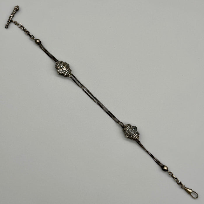 Catena orologio tasca argento Vittoriana Regno Unito fine XIX sec.