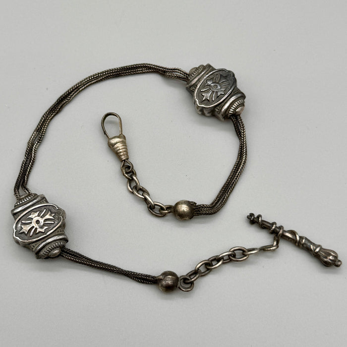 Catena orologio tasca argento Vittoriana Regno Unito fine XIX sec.