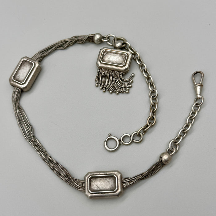 Catena orologio tasca argento nappa Vittoriana Regno Unito fine XIX sec.