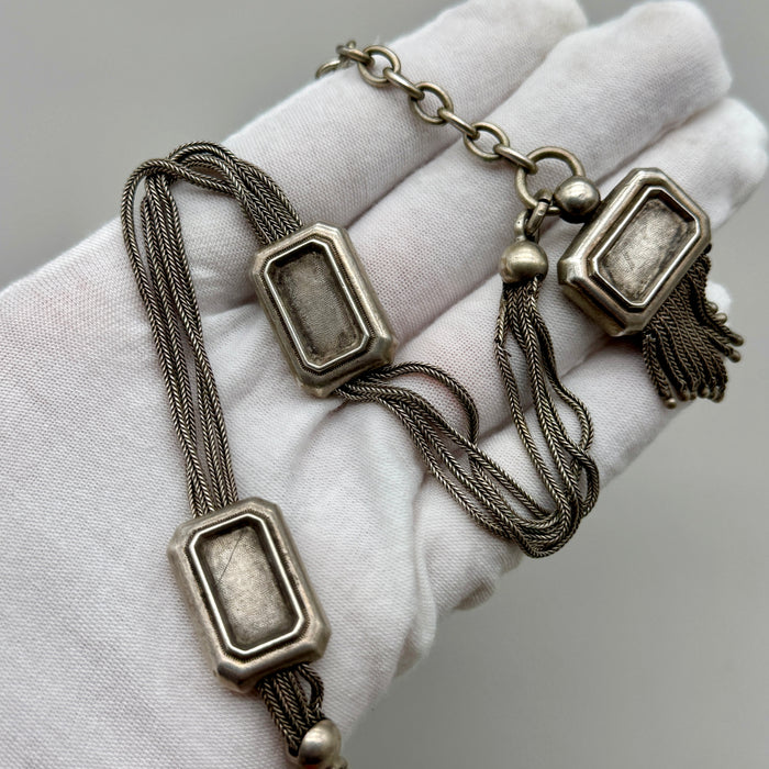Catena orologio tasca argento nappa Vittoriana Regno Unito fine XIX sec.