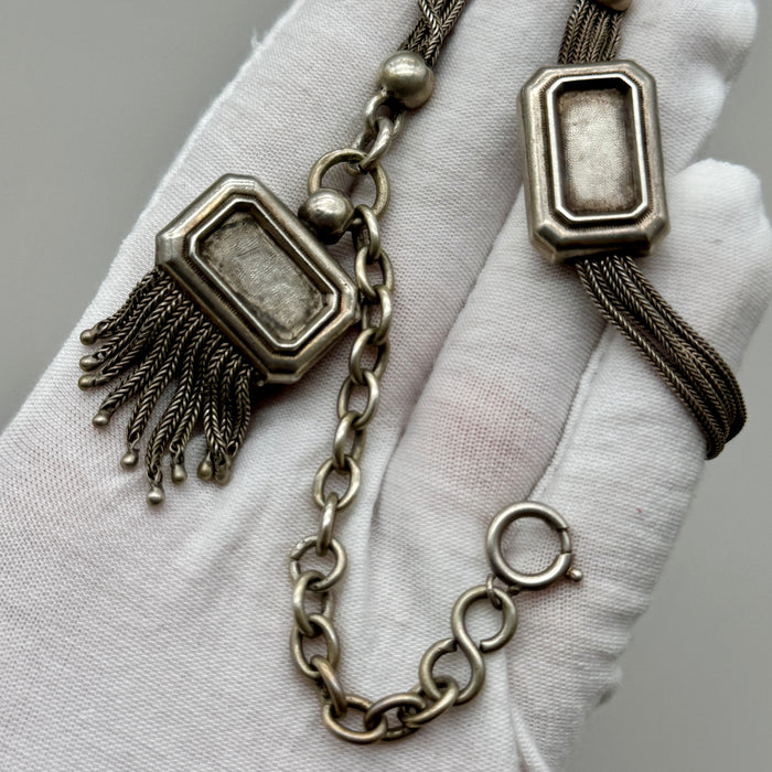 Catena orologio tasca argento nappa Vittoriana Regno Unito fine XIX sec.
