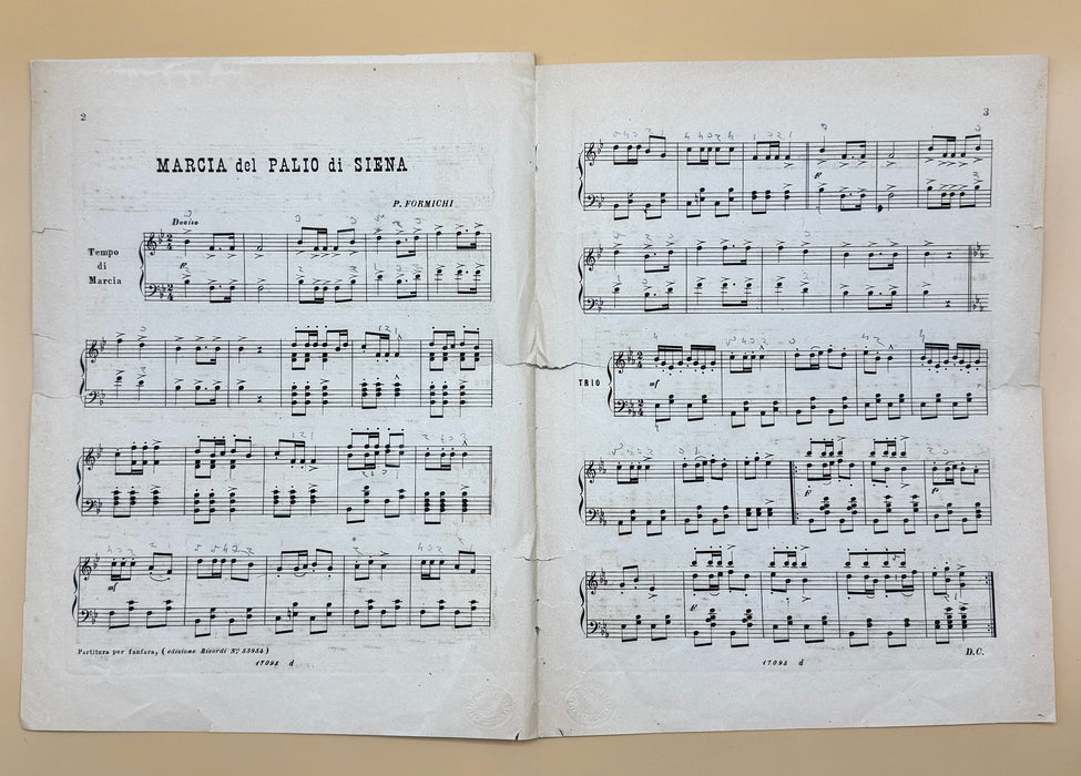 Marcia del Palio di Siena Piero Formichi spartito Giudici & Strada Torino 1890
