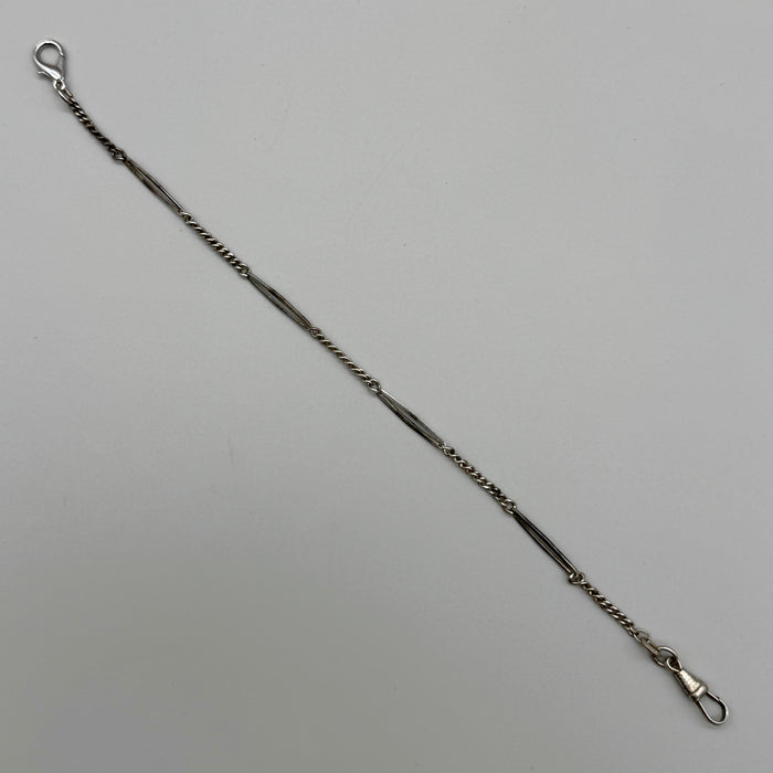 Catena orologio tasca decorata alpacca Italia 1930 ca