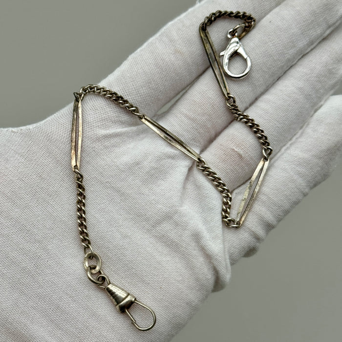 Catena orologio tasca decorata alpacca Italia 1930 ca