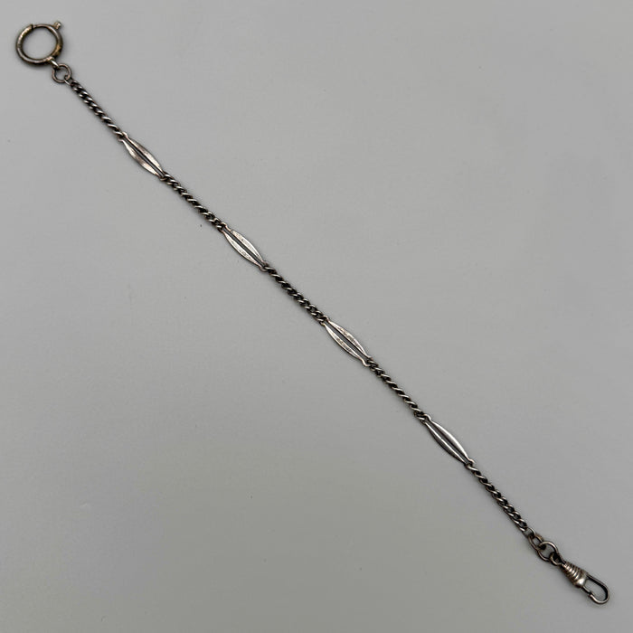 Catena orologio tasca decorata alpacca Italia 1930 ca