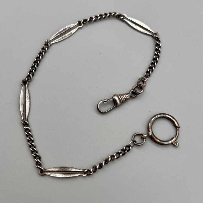 Catena orologio tasca decorata alpacca Italia 1930 ca