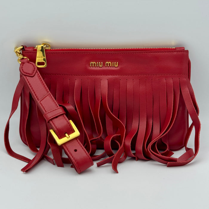 Borsa Miu Miu a mano rosso fuoco pelle 2014