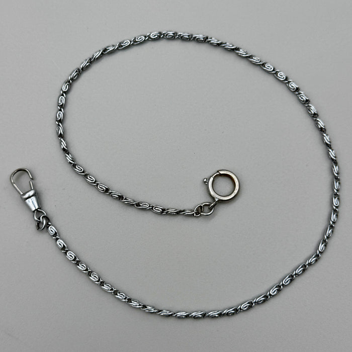 Catena orologio tasca metallo maglia a corda Italia 1950 ca