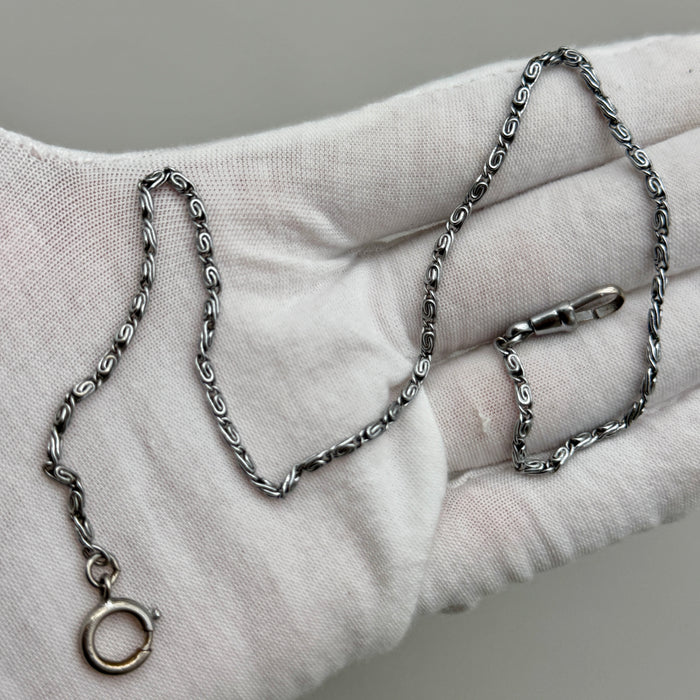Catena orologio tasca metallo maglia a corda Italia 1950 ca