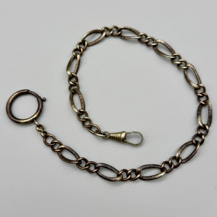Catena orologio tasca metallo maglie ovali decorate Francia 1930 ca