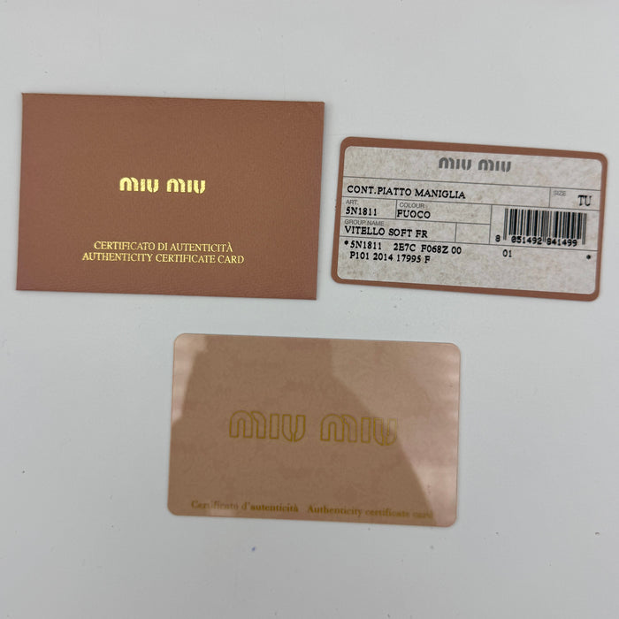 Borsa Miu Miu a mano rosso fuoco pelle 2014