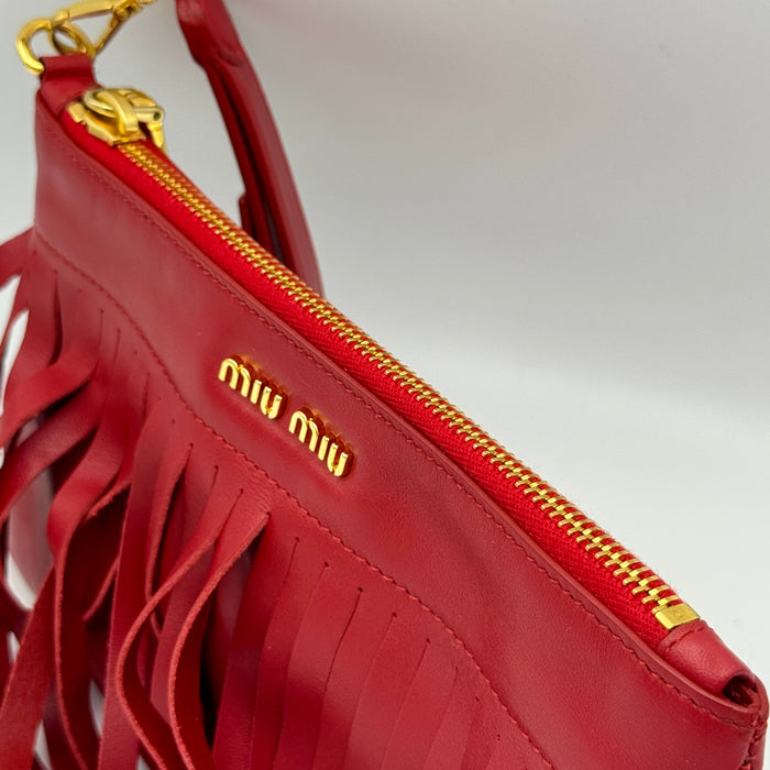 Borsa Miu Miu a mano rosso fuoco pelle 2014