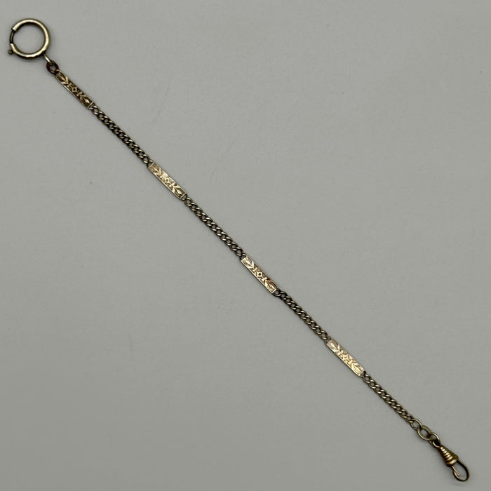 Catena orologio tasca alpacca decoro floreale Italia 1920 ca
