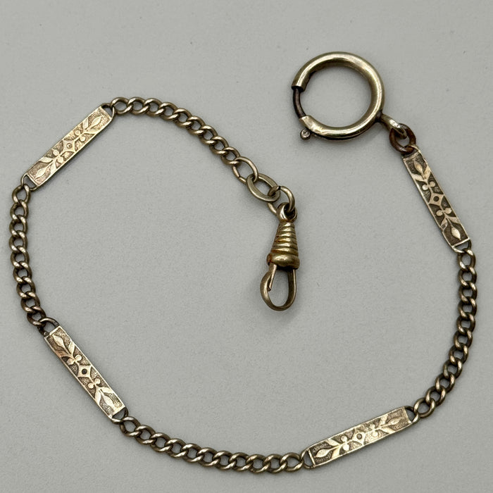 Catena orologio tasca alpacca decoro floreale Italia 1920 ca