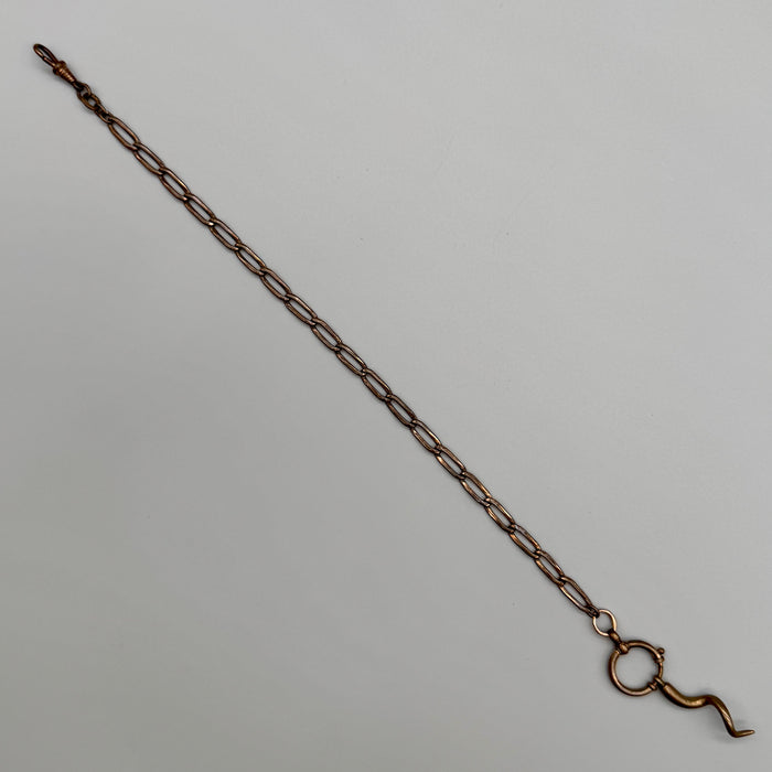 Catena orologio tasca rame maglie larghe cornetto Regno Unito 1930 ca