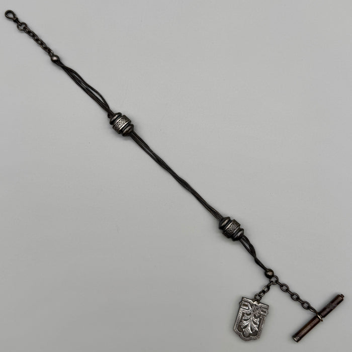 Catena orologio tasca alpacca tre fili e decori Regno Unito fine XIX Sec.