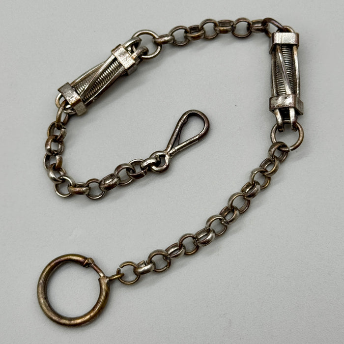 Catena orologio tasca metallo decoro molla art deco Francia 1930 ca